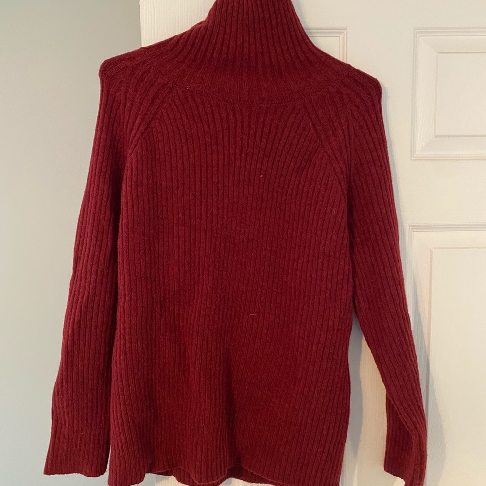 Red turtleneck sweater